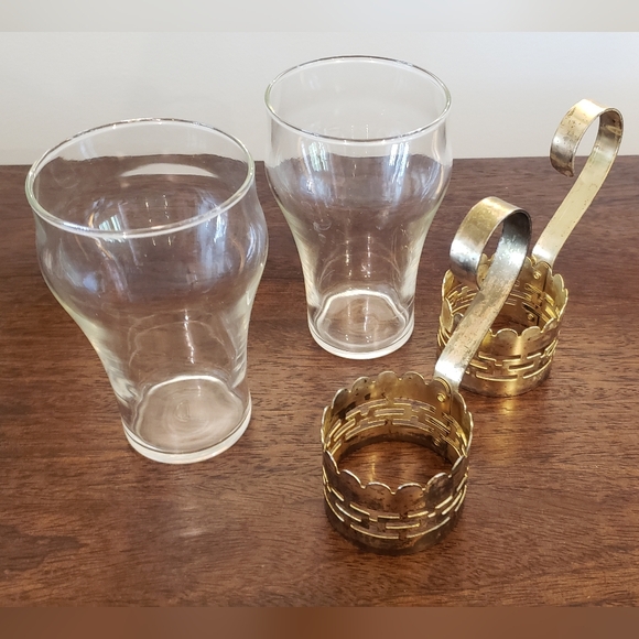 Vintage Glass Mugs with Brass Bands and Handles - Picture 12 of 16